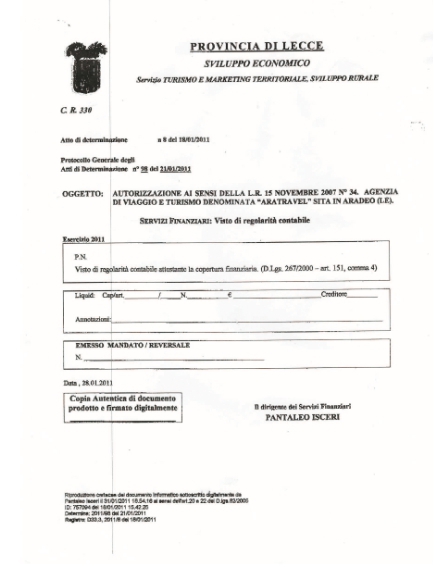 licenza del Tour Operator licenza del Tour Operator